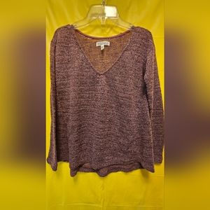 AEROPOSTALE women's mauve & black tweed sweater blouse XS